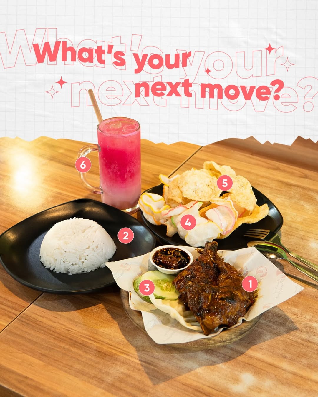 A delicious spread of authentic Ayam Penyet