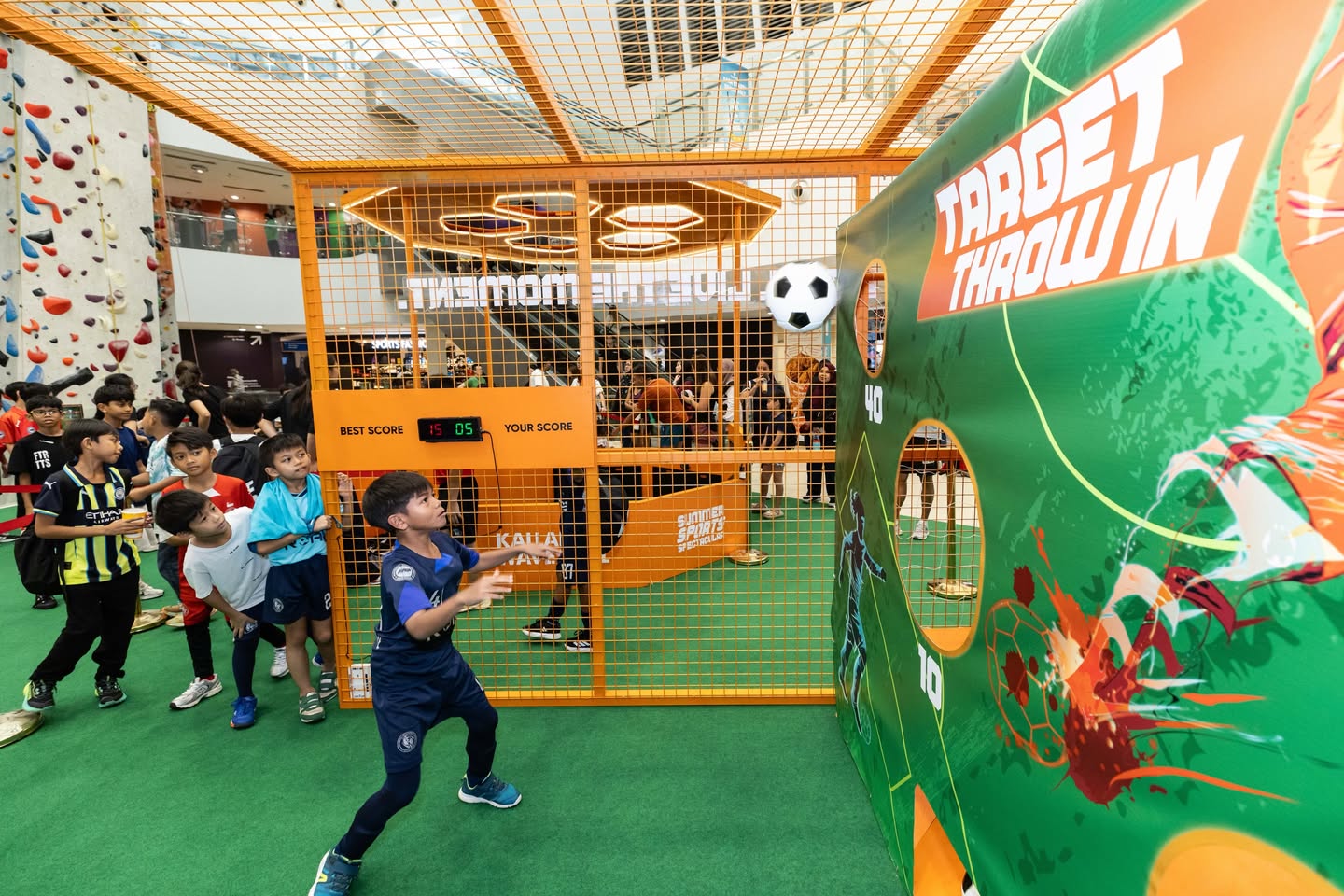Own The Pitch football challenge stations at Kallang Wave Mall
