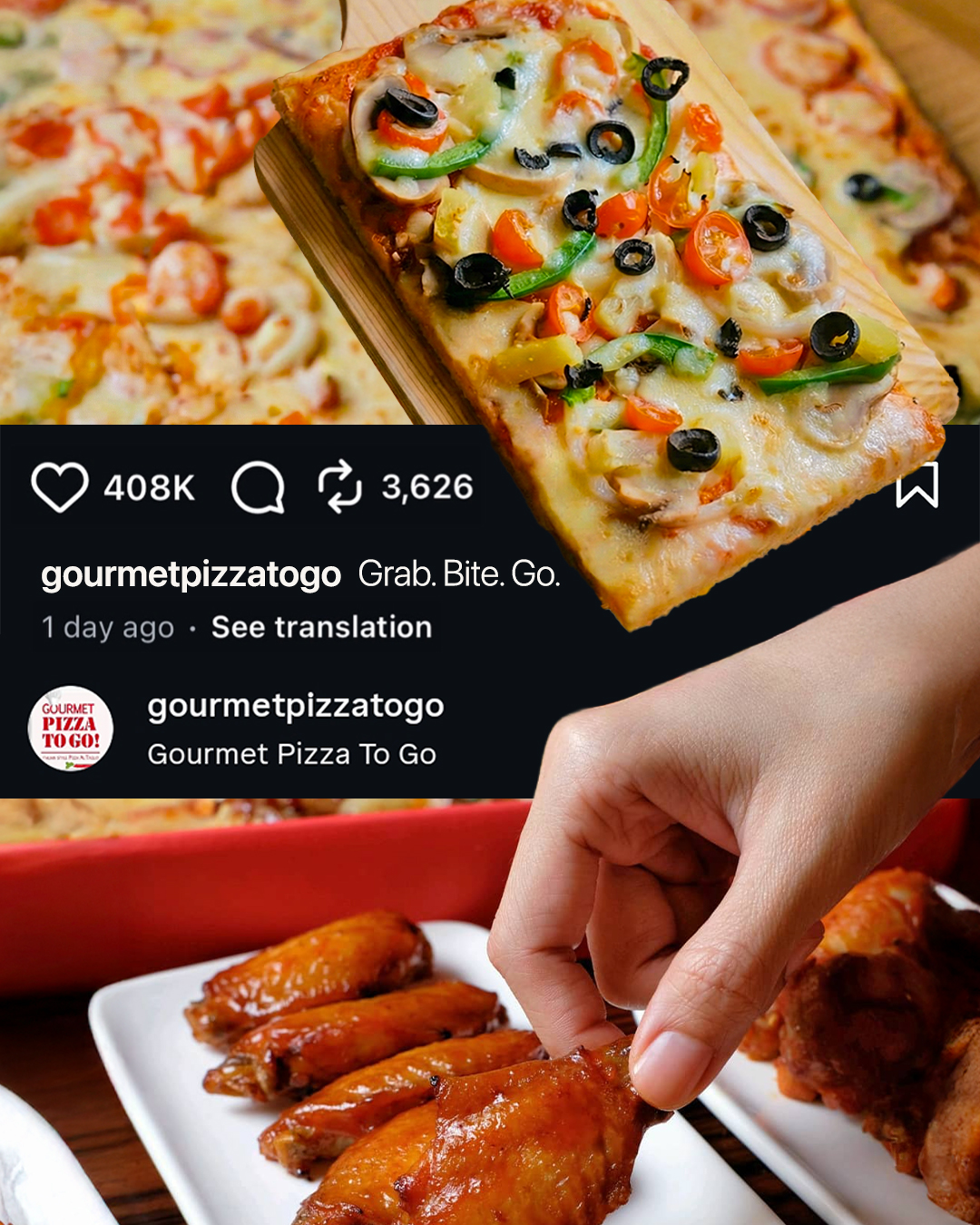 A delicious pizza slice with various toppings, ready to be enjoyed.