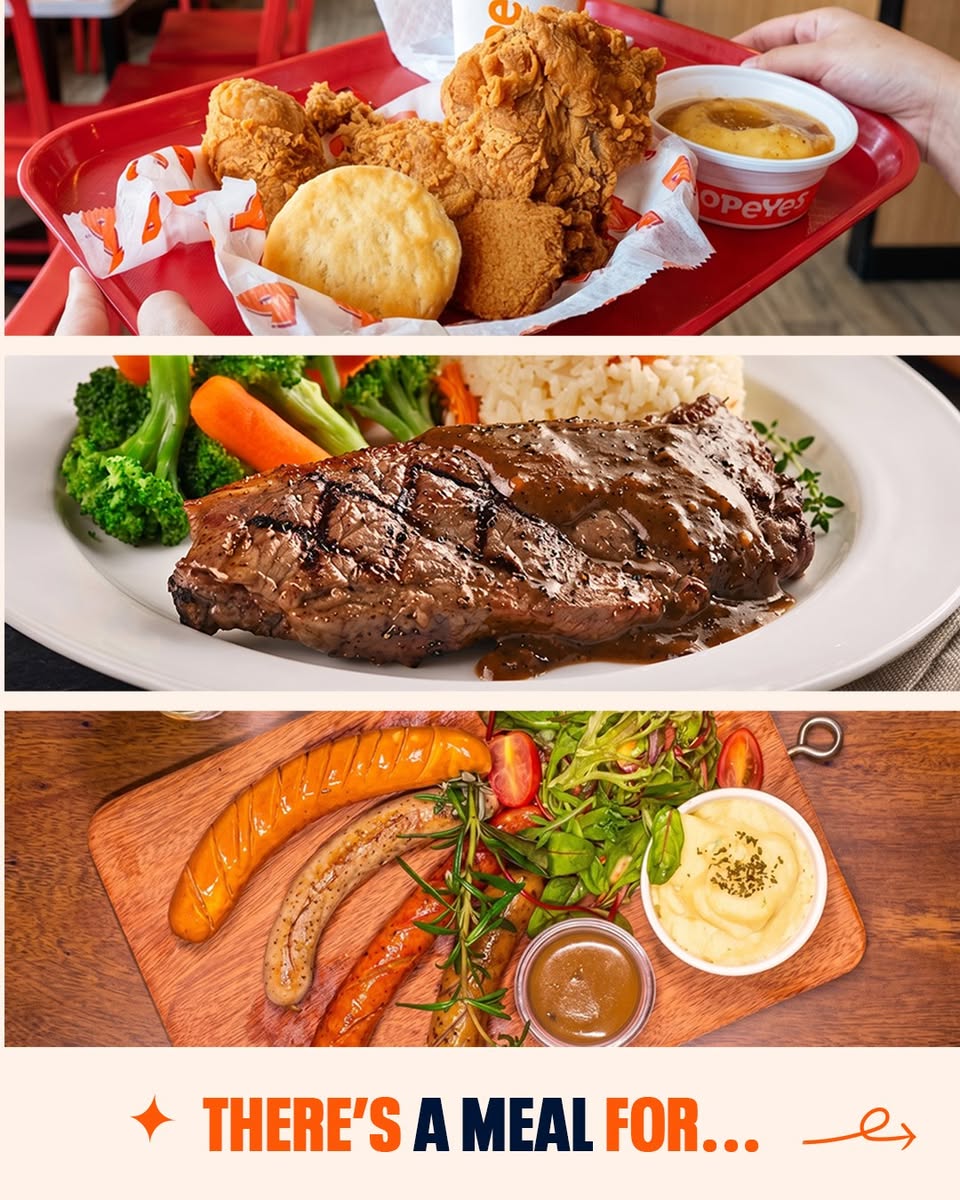 Meals from Popeyes and other Kallang Wave Mall dining outlets