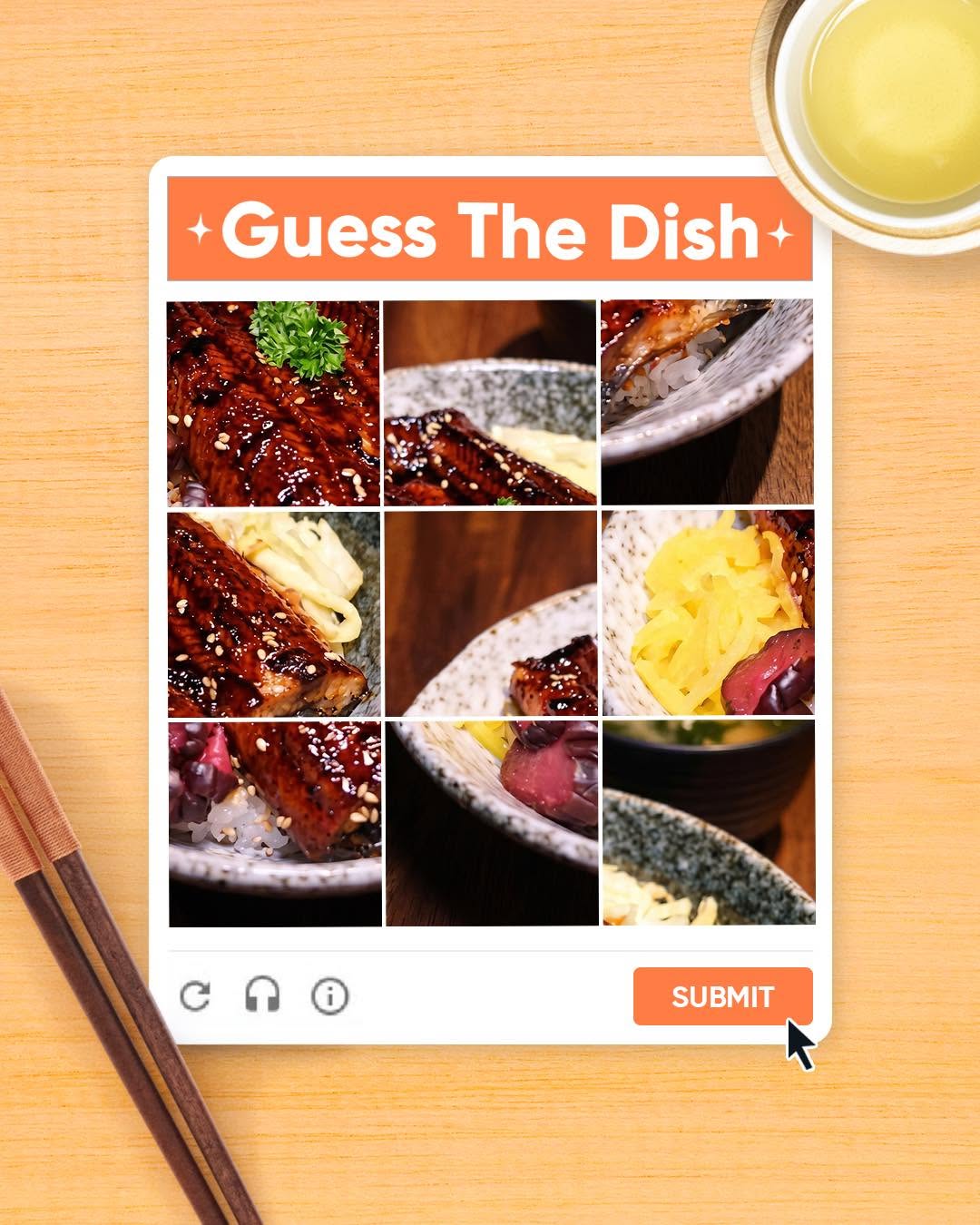 Guess The Dish quiz featuring Japanese eel rice bowls