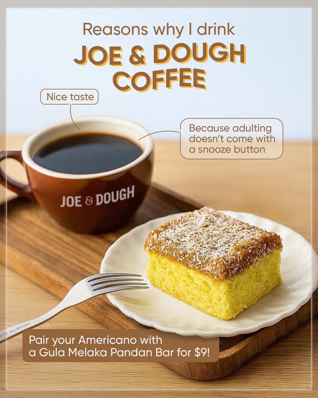 An inviting display of artisanal coffee and freshly baked pastries from Joe & Dough.