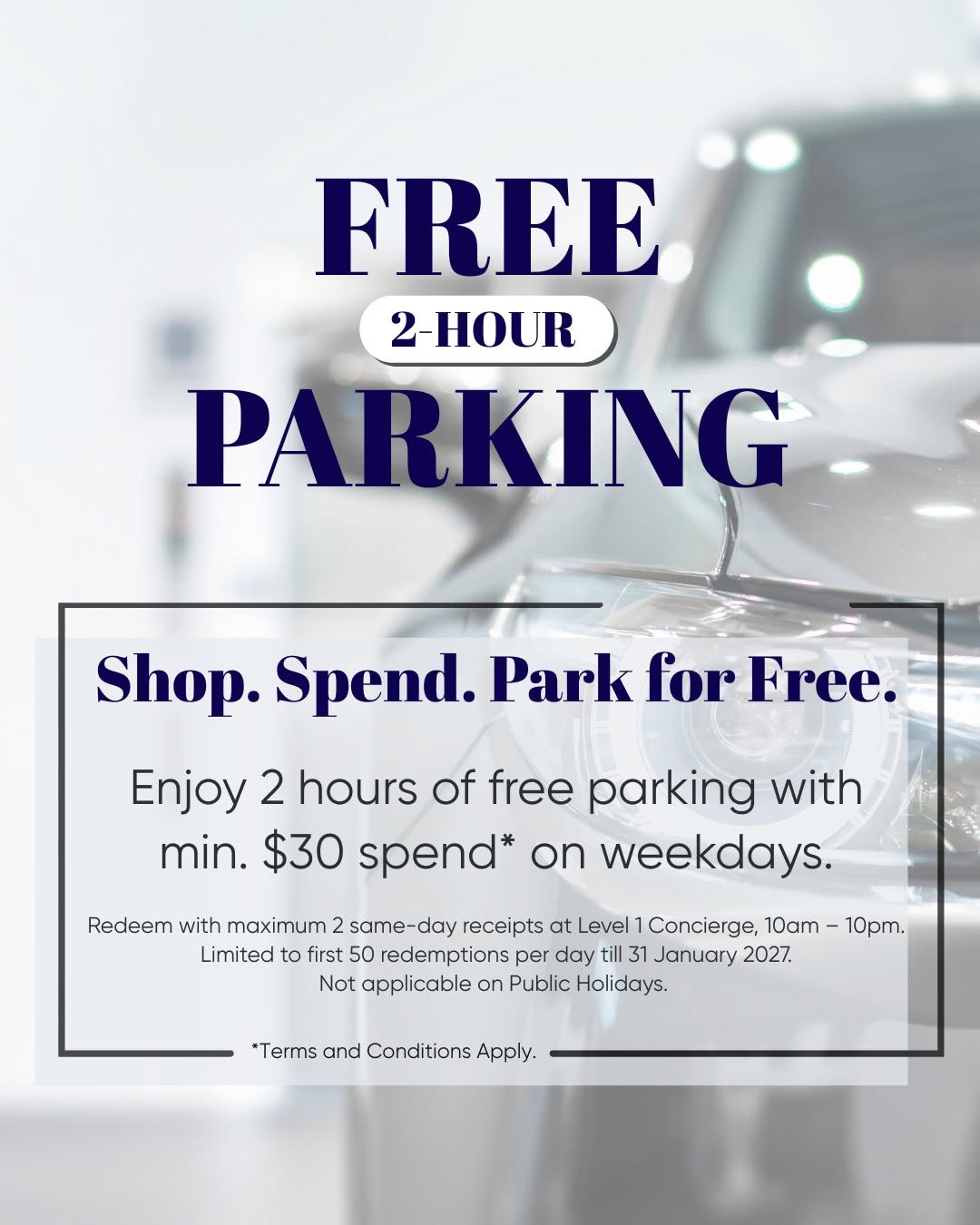 Free weekday parking promotion at Kallang Wave Mall