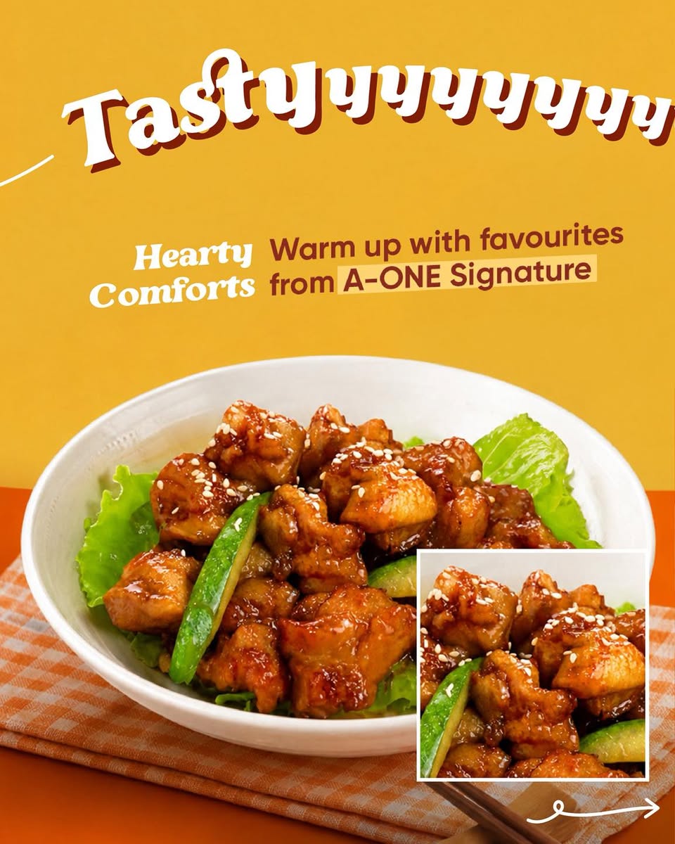 A-ONE Signature glazed chicken with sesame seeds