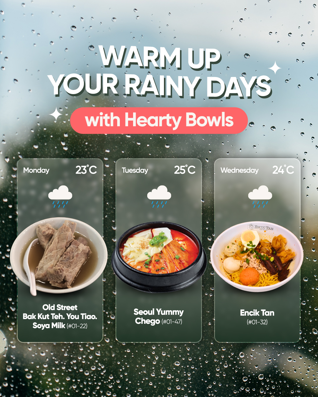 A comforting bowl of soup, perfect for a rainy day.