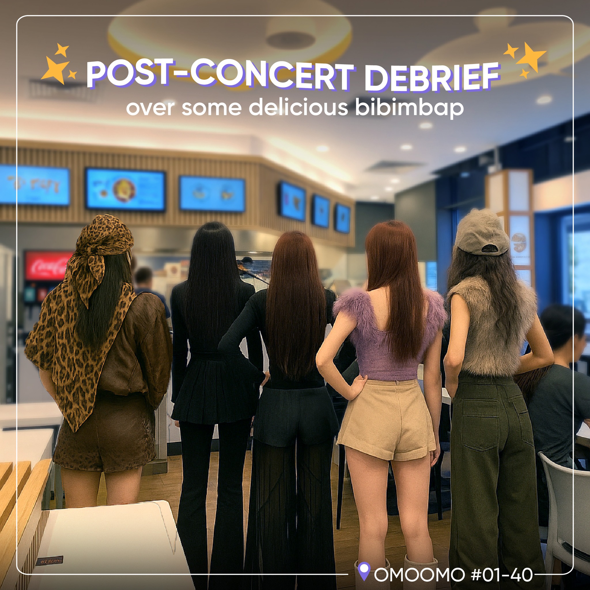 Concert-goers enjoying food and drinks at a mall