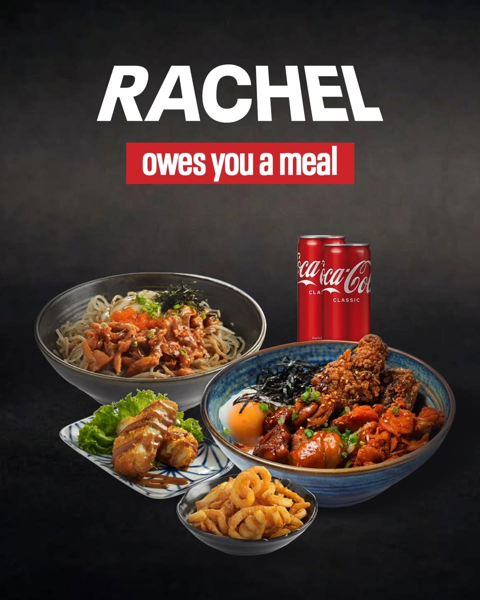 Meal with noodles and Coca-Cola at OMOOMO