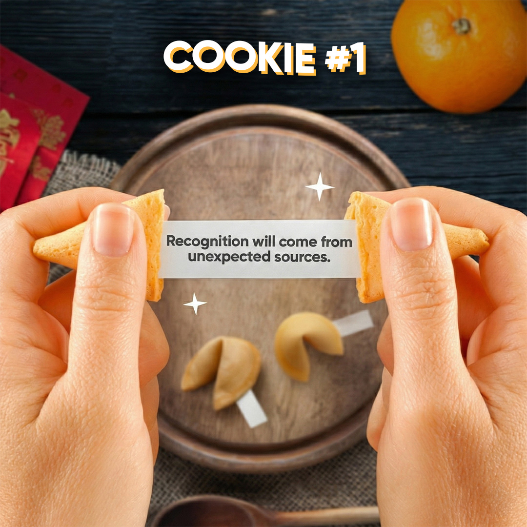 Close-up of a lucky fortune cookie