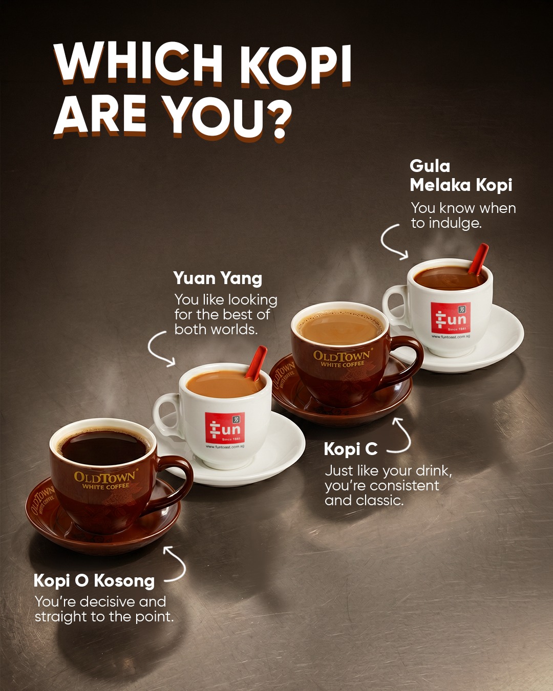 A steaming cup of traditional Singaporean coffee served in a classic ceramic cup.